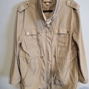 Michael Kors Beige Utility Anorak Jacket with Gold Hardware